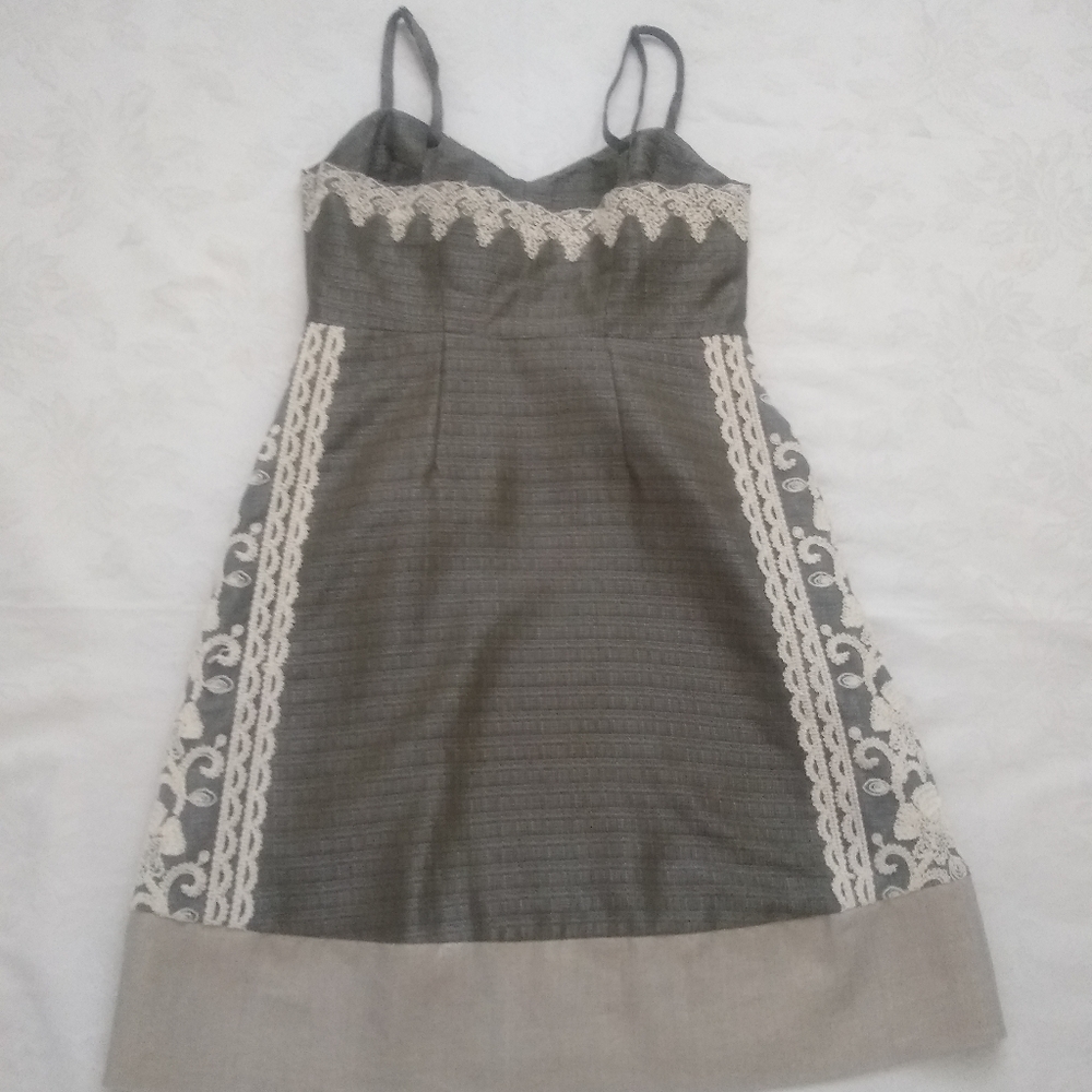 Anthropologie linen lace crochet embroidery pleats - Picture 7 of 8